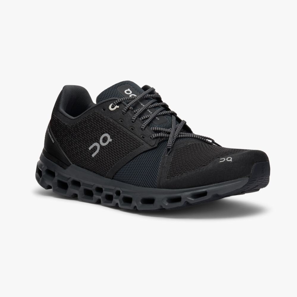 Black QC Cloudstratus Men's Road Running Shoes | LKSJ60159