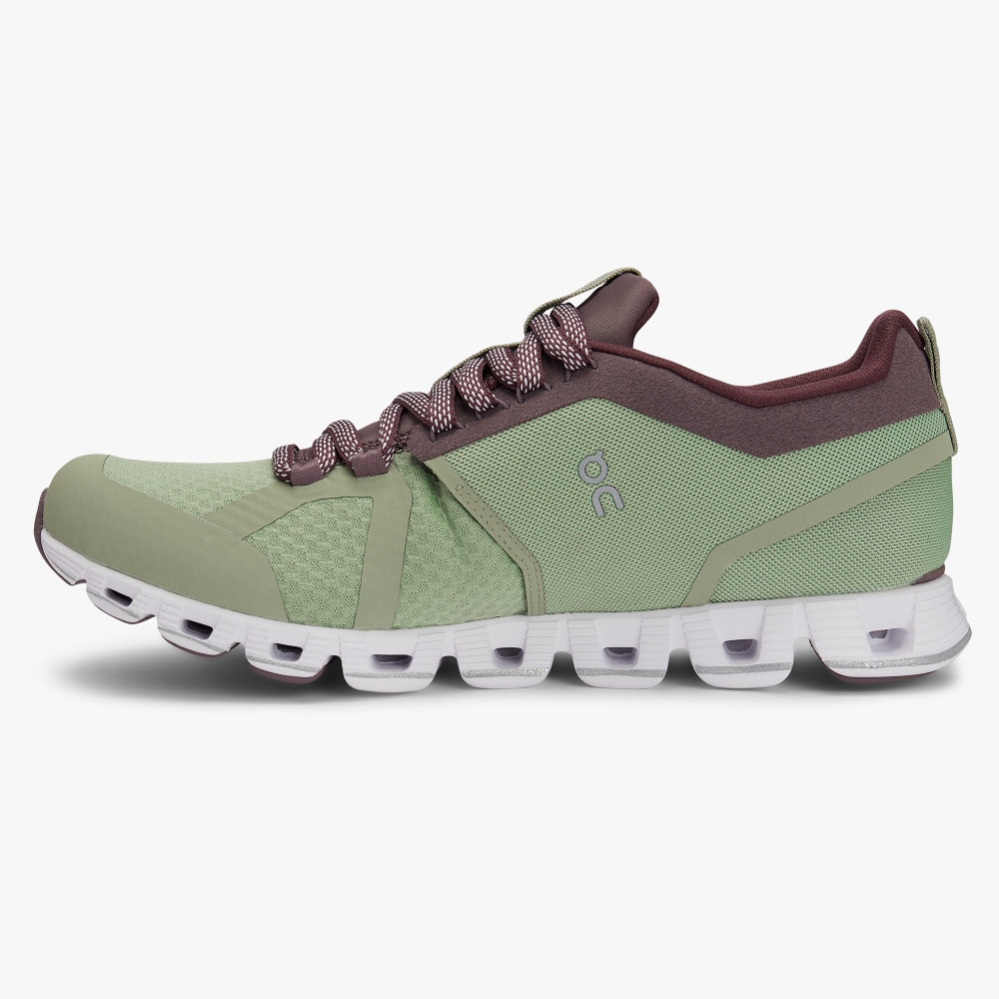 Green QC Cloud Beam Women's Road Running Shoes | JDSU41935